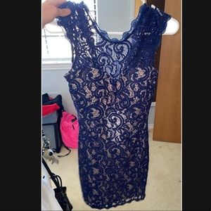 Tight Navy Blue & Nude Dress